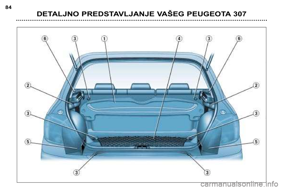 Peugeot 307 2002  Упутство за употребу (in Serbian) DETALJNO PREDSTAVLJANJE VAŠEG PEUGEOTA 307
84  