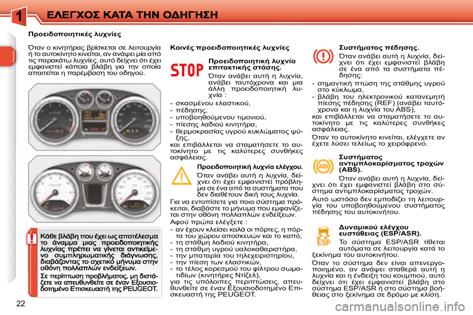 Peugeot 308 2007.5  Εγχειρίδιο χρήσης (in Greek) !
22
