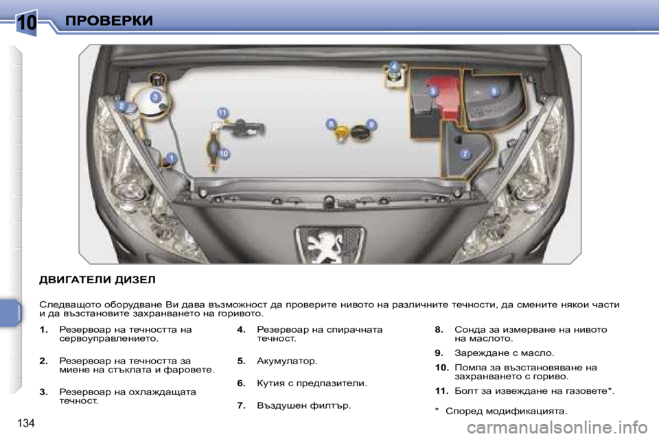 Peugeot 308 2007.5  Ръководство за експлоатация (in Bulgarian) �1�0
�1�3�4
>YBZWi?bB� >BA?b
he_^ywshlh� hxhàm^ywg_� Yb� ^wyw� ytafh`ghkl� ^w� iàhy_àbl_� gbyhlh� gw� àwaebqgbl_� l