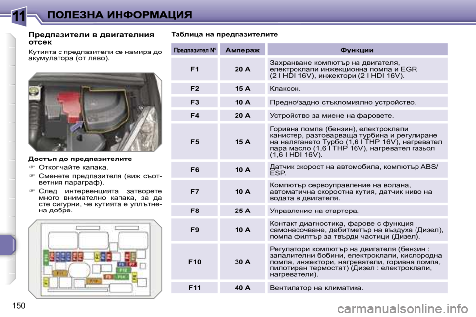 Peugeot 308 2007.5  Ръководство за експлоатация (in Bulgarian) �1�1
�1�5�0
fj_^iwabl_eb� y� ^ybzwl_eÖby� hlk_d
amlbylw� k� ià_^iwabl_eb� k_� gwfbàw� ^h� wdmfmewlhàw� �(hl� eyyh�)�.
>