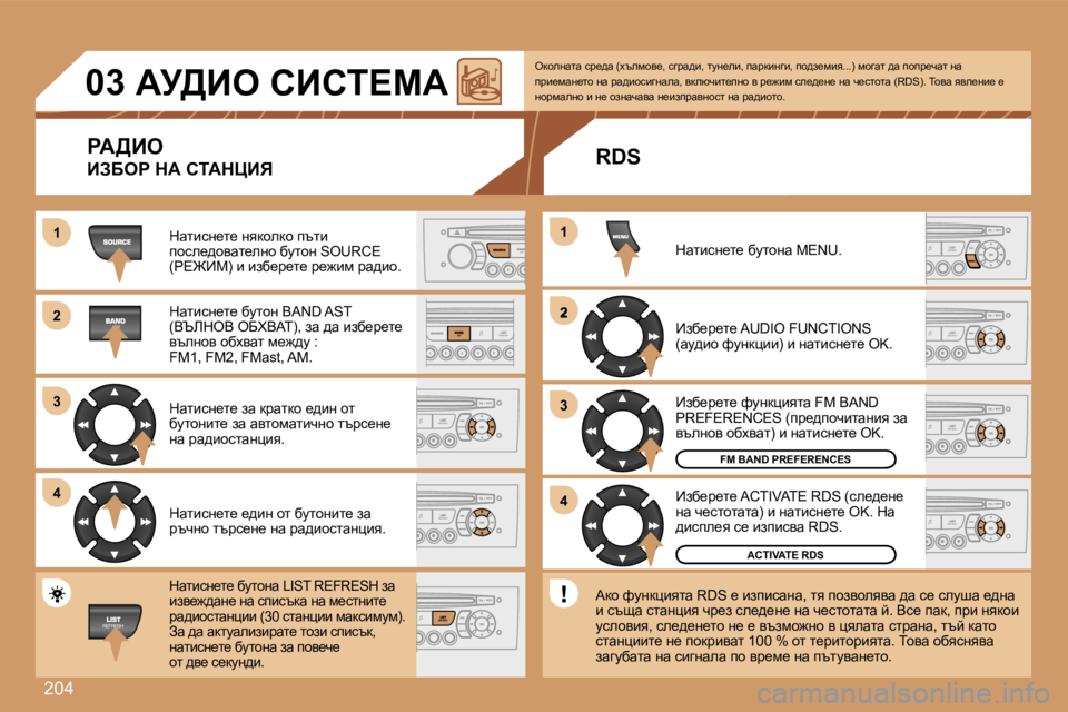 Peugeot 308 2007.5  Ръководство за експлоатация (in Bulgarian) �2�0�4
�1�1
�2�2
�3�3
�4�4
�2
�4�4
�3�3
�1�1
�0�3Wj>Be� hBhi?cW
gW>Be
BAXeg� dW� hiWdmBv
dwlbkg_l_� gydhedh� itlb� ihke_^hywl_egh� xm