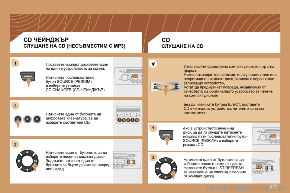 Peugeot 308 2007.5  Ръководство за експлоатация (in Bulgarian) �2�0�5
�1�1
�2�2
�3�3
�1
�2�2
�C�D� n?Cd>@qg
hbjoWd?� dW� �C�D� �(d?hqYc?hiBc� h� cg�3�)
fhklwy_l_� dhfiwdl� ^bkdhy_l_� _^bg� ih� _^bg