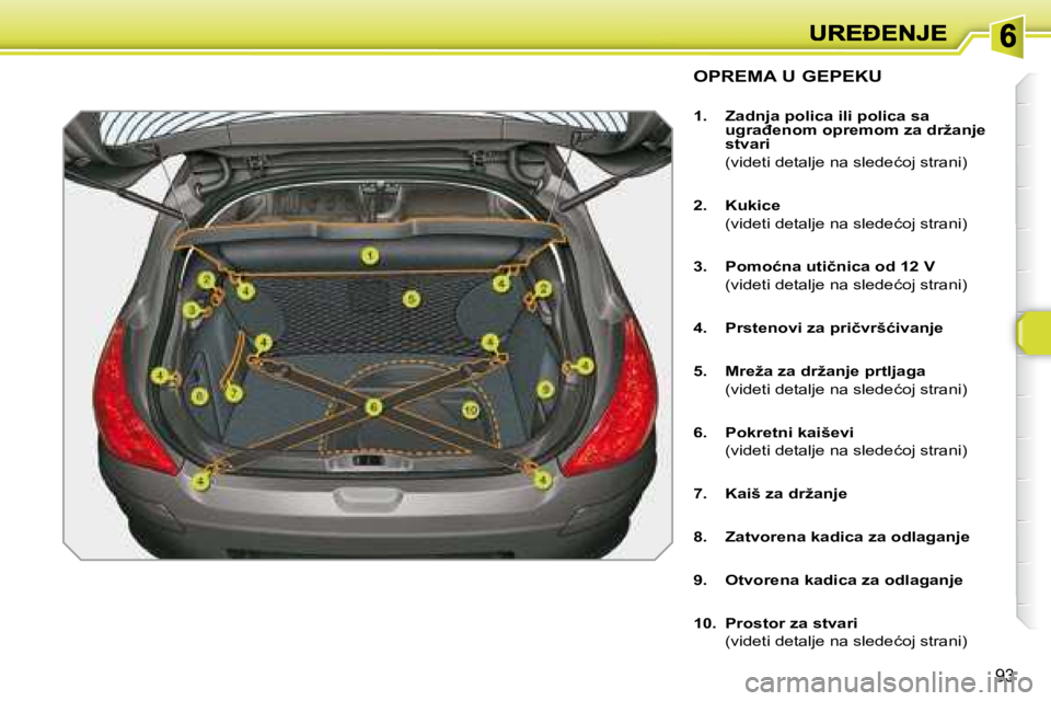 Peugeot 308 2007.5  Упутство за употребу (in Serbian) 93
�O�P�R�E�M�A� �U� �G�E�P�E�K�U
�1�.�  �Z�a�d�n�j�a� �p�o�l�i�c�a� �i�l�i� �p�o�l�i�c�a� �s�a� �u�g�r�a�đ�e�n�o�m� �o�p�r�e�m�o�m� �z�a� �d�r�ž�a�n�j�e� �s�t�v�a�r�i
�  �(�v�i�d�e�t�i� �d�e�t�a�l�