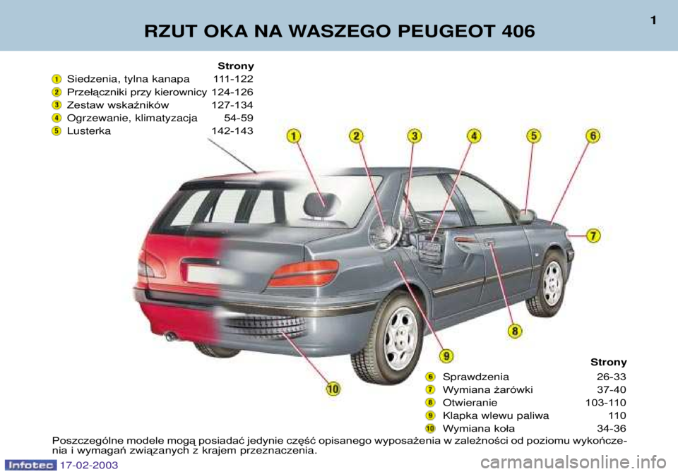 Peugeot 406 2003  Instrukcja Obsługi (in Polish) 