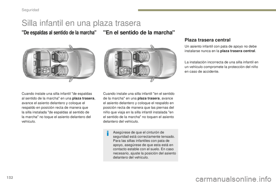 Peugeot 308 2017 Manual del propietario (in Spanish) 132
308_es_Chap05_securite_ed01-2016
Silla infantil en una plaza trasera
"De espaldas al sentido de la marcha"
Cuando instale una silla infantil "de espaldas
al sentido de la marcha" Peugeot 308 2017 Manual del propietario (in Spanish) 132
308_es_Chap05_securite_ed01-2016
Silla infantil en una plaza trasera
"De espaldas al sentido de la marcha"
Cuando instale una silla infantil "de espaldas
al sentido de la marcha"