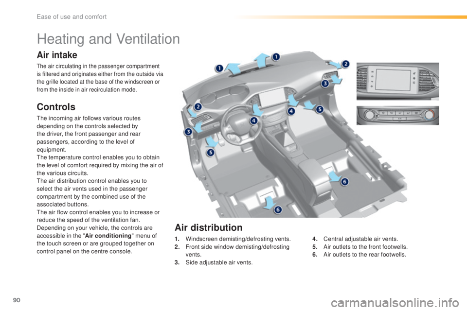 Peugeot 308 2016 Owners Manual 90
308_en_Chap03_ergonomie-et-confort_ed02-2015
Heating and Ventilation
Air intake
the air circulating in the passenger compartment
i s filtered and originates either from the outside via
the grille Peugeot 308 2016 Owners Manual 90
308_en_Chap03_ergonomie-et-confort_ed02-2015
Heating and Ventilation
Air intake
the air circulating in the passenger compartment
i s filtered and originates either from the outside via
the grille