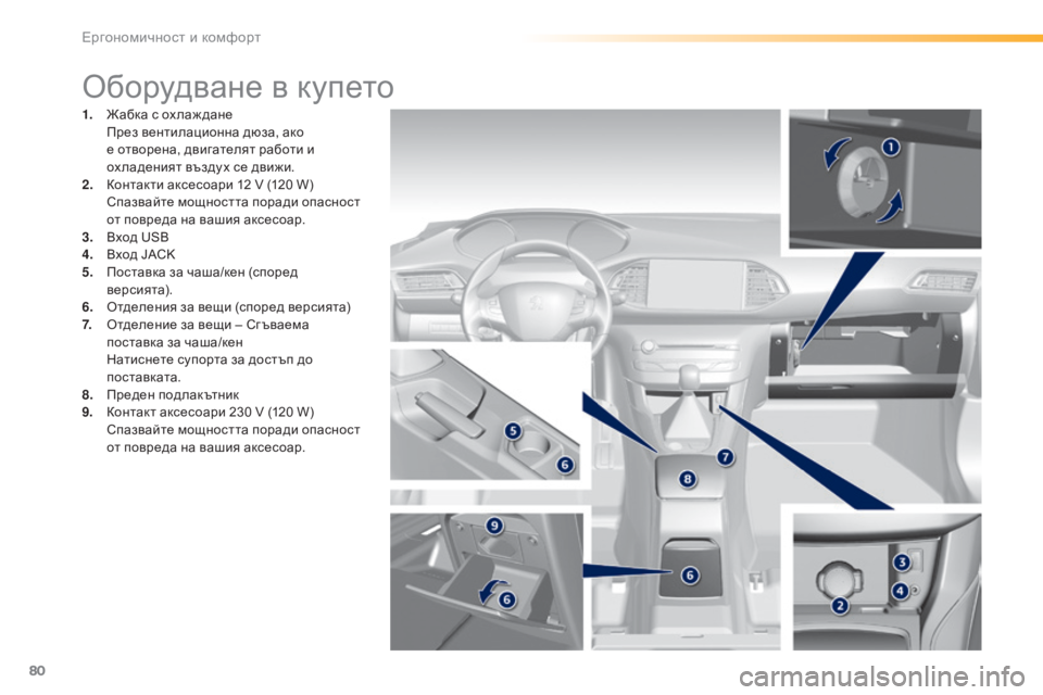 Peugeot 308 2016 Ръководство за експлоатация (in Bulgarian) 80
308_bg_Chap03_ergonomie-et-confort_ed02-2015
Оборудване в купето
1. Жабка с ох лаж дане През вентилационна дюза, ако
е отворена, Peugeot 308 2016 Ръководство за експлоатация (in Bulgarian) 80
308_bg_Chap03_ergonomie-et-confort_ed02-2015
Оборудване в купето
1. Жабка с ох лаж дане През вентилационна дюза, ако
е отворена,