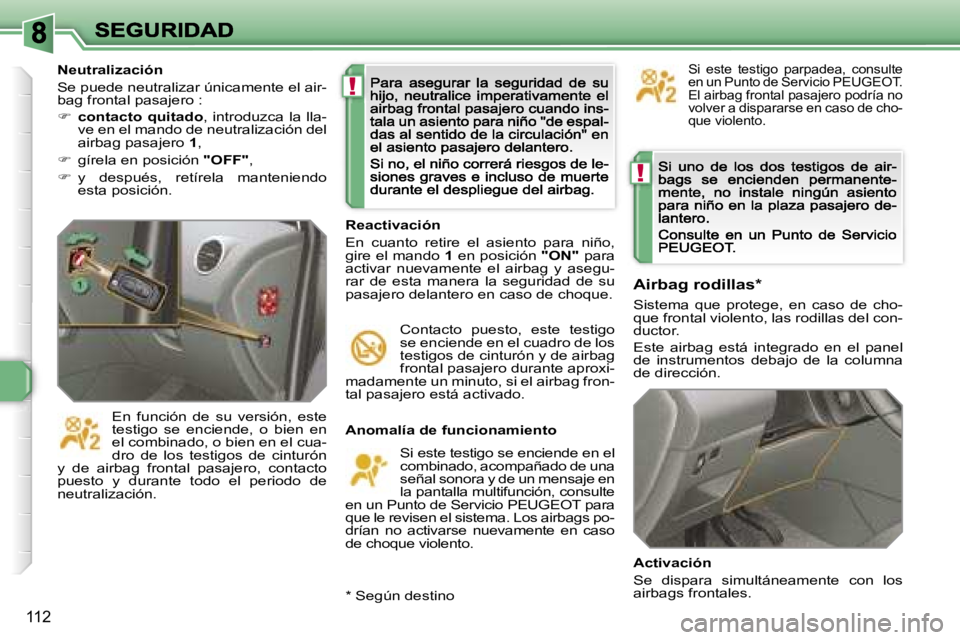 Peugeot 308 2007.5  Manual del propietario (in Spanish) �!
�!
�1�1�2
�A�n�o�m�a�l�í�a� �d�e� �f�u�n�c�i�o�n�a�m�i�e�n�t�o
�S�i� �e�s�t�e� �t�e�s�t�i�g�o� �s�e� �e�n�c�i�e�n�d�e� �e�n� �e�l� �c�o�m�b�i�n�a�d�o�,� �a�c�o�m�p�a�ñ�a�d�o� �d�e� �u�n�a� �s�e�
