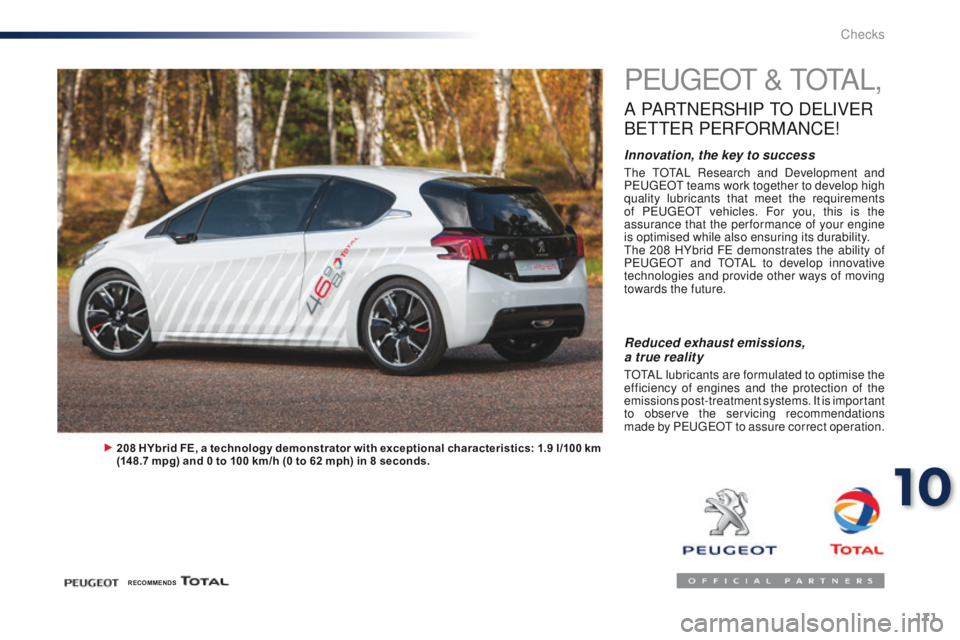 PEUGEOT 108 2015 Owners Manual 171
108_en_Chap10_verifications_ed01-2015
PeugeOt & t O tA L,
A PARtNeRSHIP tO DeL IVe R
Be
tte R
P
e
RFORMANC
e
!
Innovation, the key to success
the tOtAL Research and Development and
Pe
u PEUGEOT 108 2015 Owners Manual 171
108_en_Chap10_verifications_ed01-2015
PeugeOt & t O tA L,
A PARtNeRSHIP tO DeL IVe R
Be
tte R
P
e
RFORMANC
e
!
Innovation, the key to success
the tOtAL Research and Development and
Pe
u