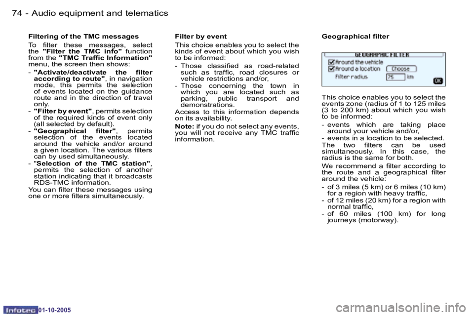 PEUGEOT 206 SW 2005 Manual PDF �7�4 �-�A�u�d�i�o� �e�q�u�i�p�m�e�n�t� �a�n�d� �t�e�l�e�m�a�t�i�c�s
�0�1�-�1�0�-�2�0�0�5
�7�5
�-�A�u�d�i�o� �e�q�u�i�p�m�e�n�t� �a�n�d� �t�e�l�e�m�a�t�i�c�s
�0�1�-�1�0�-�2�0�0�5
�F�i�l�t�e�r�i�n�g� �o