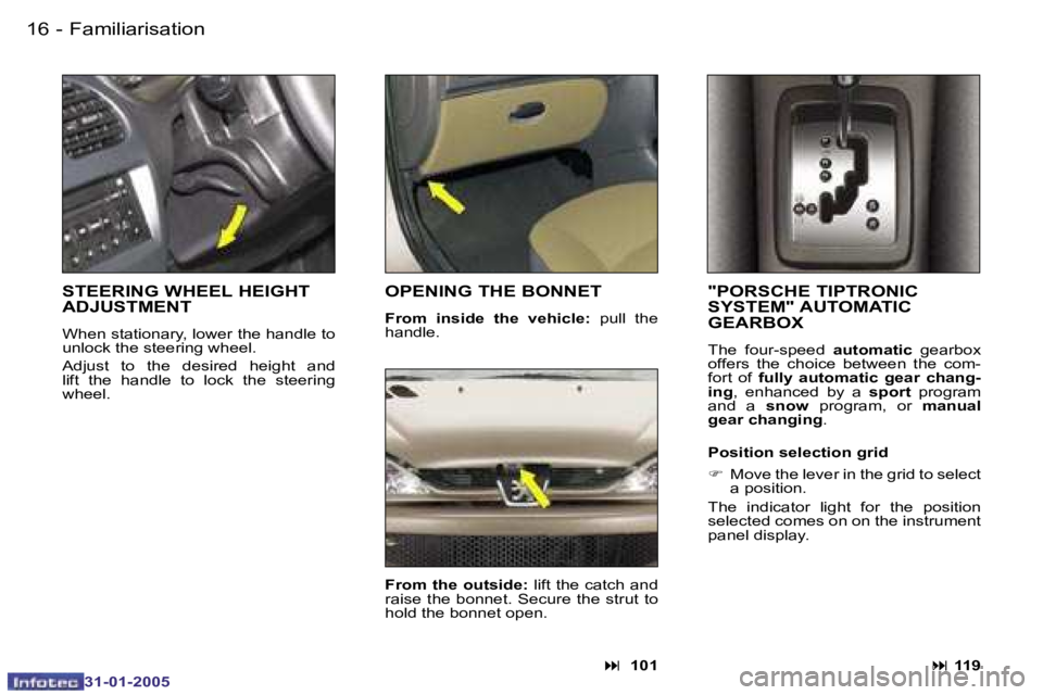 PEUGEOT 206 SW 2004 User Guide �1�6 �-
�3�1�-�0�1�-�2�0�0�5
�"�P�O�R�S�C�H�E� �T�I�P�T�R�O�N�I�C�  
�S�Y�S�T�E�M�"� �A�U�T�O�M�A�T�I�C� 
�G�E�A�R�B�O�X
�T�h�e�  �f�o�u�r�-�s�p�e�e�d� �a�u�t�o�m�a�t�i�c�  �g�e�a�r�b�o�x� 
�o
