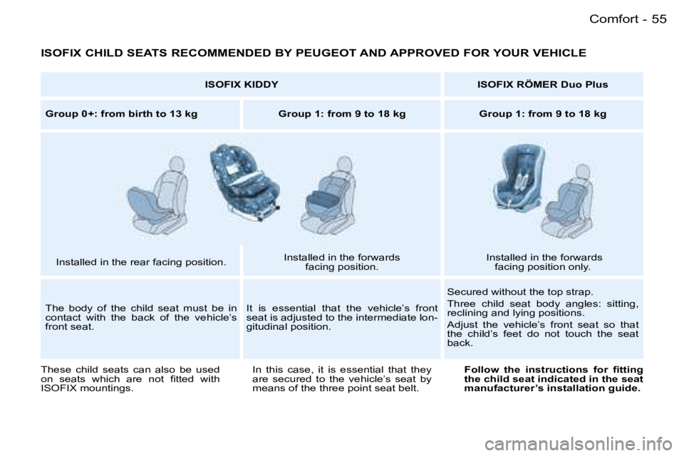 PEUGEOT 206 SW DAG 2007 Workshop Manual �5�5
�-
�I�S�O�F�I�X� �C�H�I�L�D� �S�E�A�T�S� �R�E�C�O�M�M�E�N�D�E�D� �B�Y� �P�E�U�G�E�O�T� �A�N�D� �A�P�P�R�O�V�E�D� �F�O�R� �Y�O�U�R� �V�E�H�I�C�L�E
�I�S�O�F�I�X� �K�I�D�D�Y �I�S�O�F�I�X� �R�Ö�M�E�
