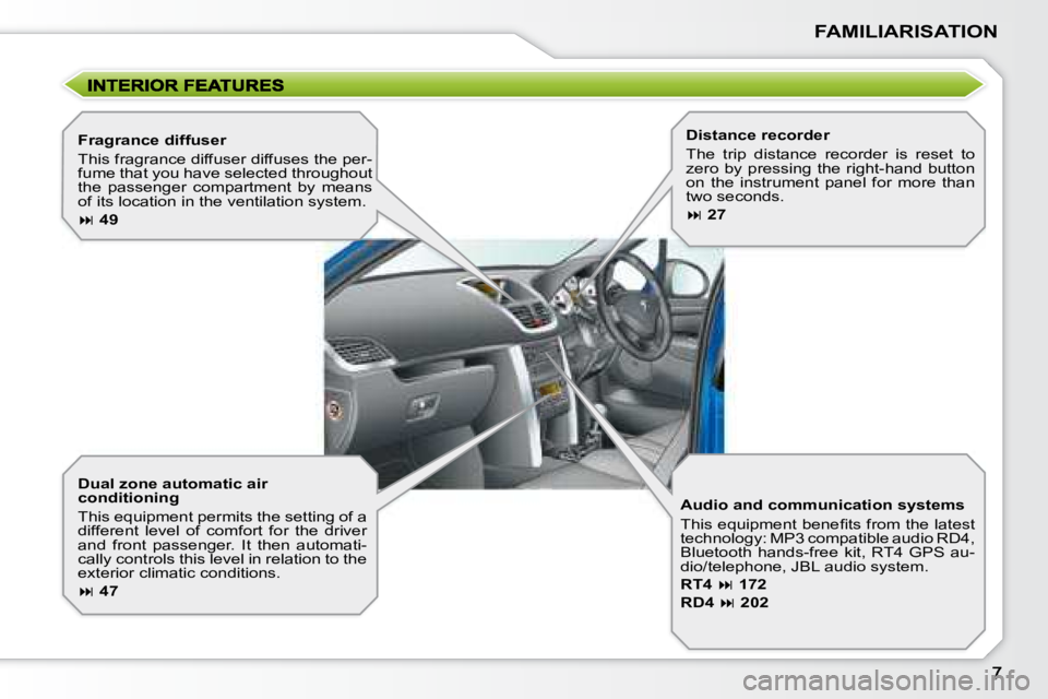 PEUGEOT 207 2008  Owners Manual FAMILIARISATION
  Dual zone automatic air  
conditioning  
 This equipment permits the setting of a  
different  level  of  comfort  for  the  driver 
and  front  passenger.  It  then  automati-
cally