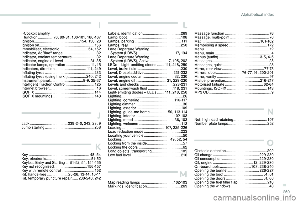 PEUGEOT 308 2018 Owners Manual 269
Massage function ...........................................76
M assage, multi-point ...................................... 76
Mat
......................................................... 10 PEUGEOT 308 2018 Owners Manual 269
Massage function ...........................................76
M assage, multi-point ...................................... 76
Mat
......................................................... 10