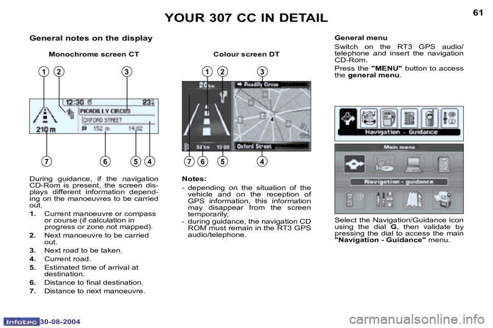 PEUGEOT 307 CC DAG 2004 Repair Manual �6�0
�3�0�-�0�8�-�2�0�0�4
�6�1
�3�0�-�0�8�-�2�0�0�4
�G�e�n�e�r�a�l� �n�o�t�e�s� �o�n� �t�h�e� �d�i�s�p�l�a�y
�M�o�n�o�c�h�r�o�m�e� �s�c�r�e�e�n� �C�T �C�o�l�o�u�r� �s�c�r�e�e�n� �D�T�G�e�n�e�r�a�l� �m
