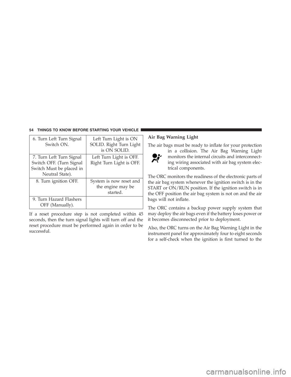 PEUGEOT 4C 2015  Owners Manual 6. Turn Left Turn Signal
Switch ON.Left Turn Light is ON
SOLID. Right Turn Light
is ON SOLID.
7. Turn Left Turn Signal
Switch OFF. (Turn Signal
Switch Must be placed in
Neutral State).Left Turn Light 