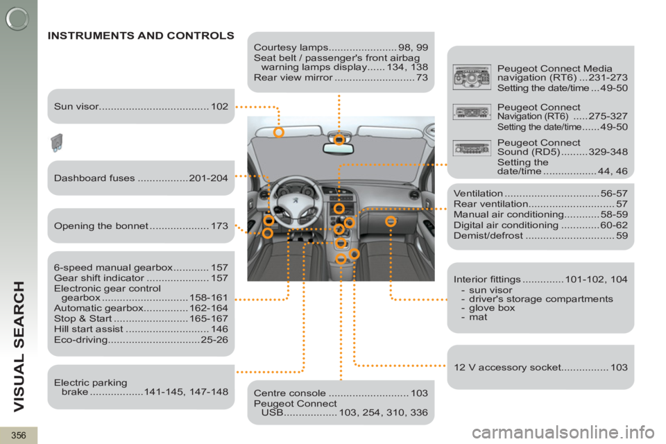 PEUGEOT 5008 2013 Owners Manual VISUAL SEARCH
356
Courtesy lamps....................... 98, 99
Seat belt / passengers front airbag
warning lamps display ...... 134, 138
Rear view mirror ........................... 73
PEUGEOT 5008 2013 Owners Manual VISUAL SEARCH
356
Courtesy lamps....................... 98, 99
Seat belt / passengers front airbag
warning lamps display ...... 134, 138
Rear view mirror ........................... 73