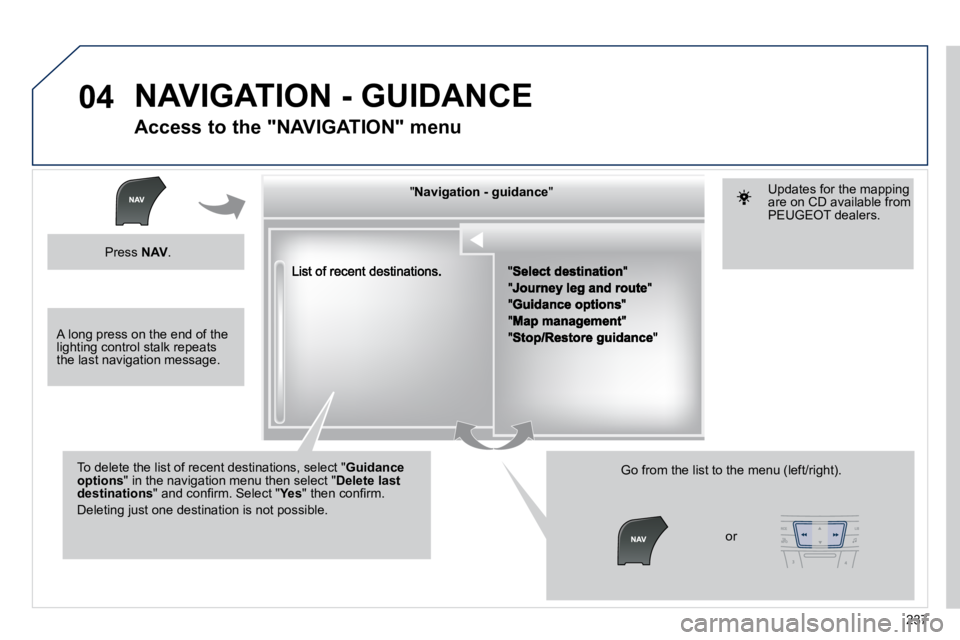 PEUGEOT 508 2010  Owners Manual 237
04
  "   "   "   "   "   "   "   "   "   "   "   "   "   "   "   "   "   "   "   "   "   "   " Navigation - guidanceNavigation - guidanceNavigation - guidanceNavigation - guidanceNavigation - guid
