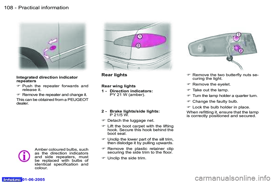 PEUGEOT 607 2005  Owners Manual �1�0�8 �-�P�r�a�c�t�i�c�a�l� �i�n�f�o�r�m�a�t�i�o�n
�0�1�-�0�6�-�2�0�0�5
�1�0�9
�-�P�r�a�c�t�i�c�a�l� �i�n�f�o�r�m�a�t�i�o�n
�0�1�-�0�6�-�2�0�0�5
�I�n�t�e�g�r�a�t�e�d� �d�i�r�e�c�t�i�o�n� �i�n�d�i�c�a