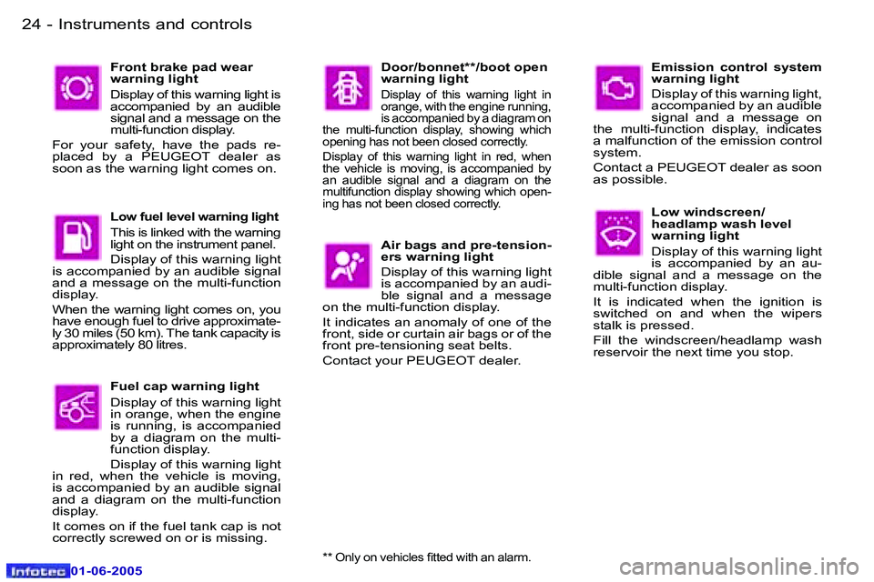 PEUGEOT 607 2005 Owners Manual �2�4 �-�I�n�s�t�r�u�m�e�n�t�s� �a�n�d� �c�o�n�t�r�o�l�s
�0�1�-�0�6�-�2�0�0�5
�2�5
�-�I�n�s�t�r�u�m�e�n�t�s� �a�n�d� �c�o�n�t�r�o�l�s
�0�1�-�0�6�-�2�0�0�5
�E�m�i�s�s�i�o�n�  �c�o�n�t�r�o�l�  �s�y�s�t�e