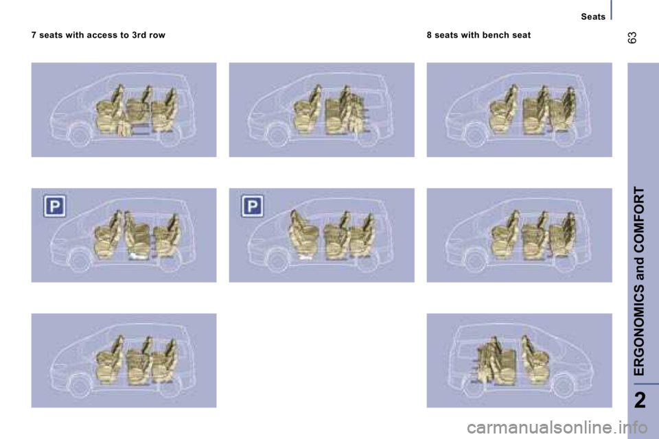 PEUGEOT 807 2007 Repair Manual �S�e�a�t�s
�7� �s�e�a�t�s� �w�i�t�h� �a�c�c�e�s�s� �t�o� �3�r�d� �r�o�w�8� �s�e�a�t�s� �w�i�t�h� �b�e�n�c�h� �s�e�a�t
�E�R�G�O�N�O�M�I�C�S� �a�n�d� �C�O�M�F�O�R�T
�2
�6�3         