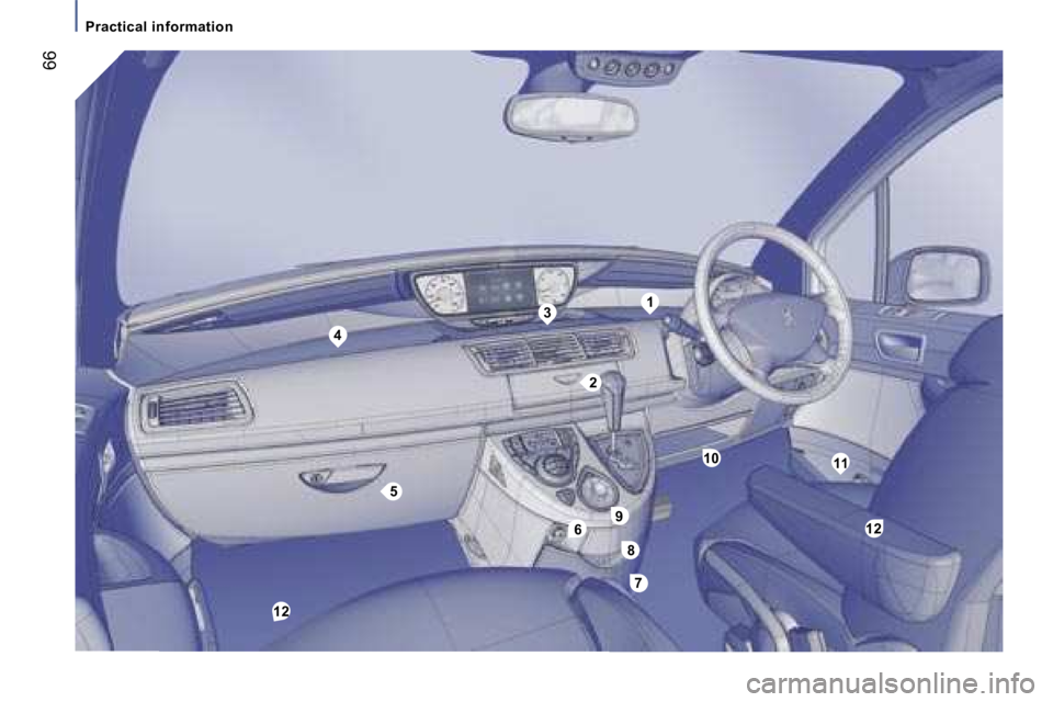 PEUGEOT 807 2007 Repair Manual �1�2
�4
�3�1
�2
�1�0�1�1
�1�2
�7
�8
�9�6
�5
�P�r�a�c�t�i�c�a�l� �i�n�f�o�r�m�a�t�i�o�n
�6�6  