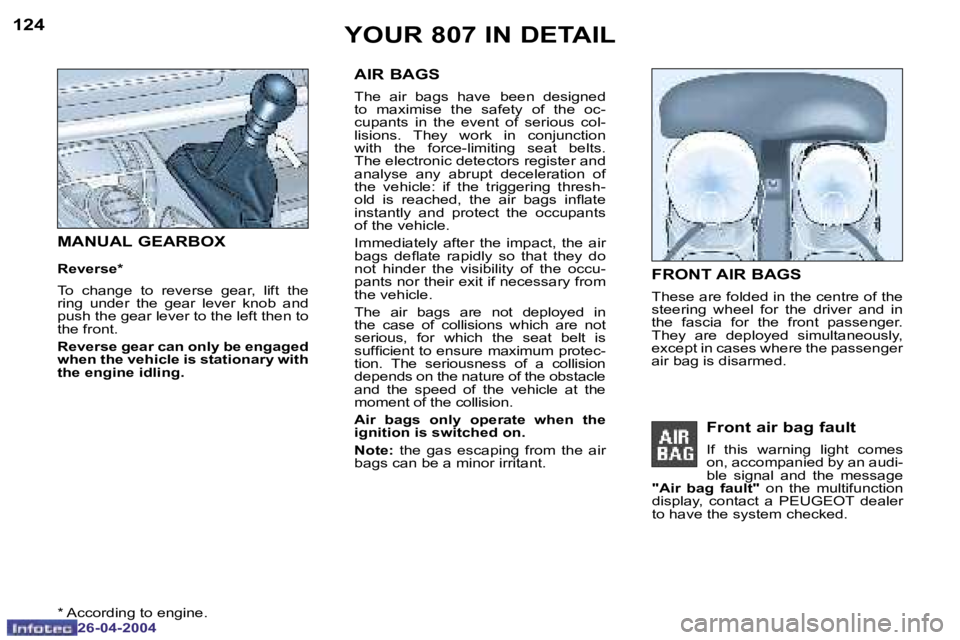 PEUGEOT 807 2004  Owners Manual �1�2�4
�2�6�-�0�4�-�2�0�0�4
�1�2�5
�2�6�-�0�4�-�2�0�0�4
�Y�O�U�R� �8�0�7� �I�N� �D�E�T�A�I�L�A�I�R� �B�A�G�S
�T�h�e�  �a�i�r�  �b�a�g�s�  �h�a�v�e� �b�e�e�n�  �d�e�s�i�g�n�e�d� 
�t�o�  �m�a�x�i�m�i�s�