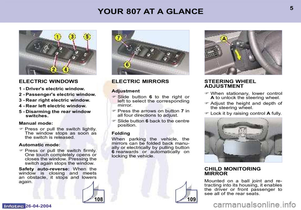 PEUGEOT 807 2004  Owners Manual �1�0�8�1�0�9
�4
�2�6�-�0�4�-�2�0�0�4
�5
�2�6�-�0�4�-�2�0�0�4
�Y�O�U�R� �8�0�7� �A�T� �A� �G�L�A�N�C�E
�E�L�E�C�T�R�I�C� �W�I�N�D�O�W�S
�1� �-� �D�r�i�v�e�r�'�s� �e�l�e�c�t�r�i�c� �w�i�n�d�o�w�. 
�