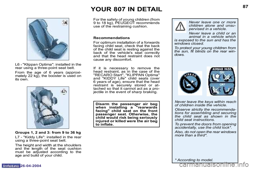 PEUGEOT 807 2004 Manual Online �8�6
�2�6�-�0�4�-�2�0�0�4
�8�7
�2�6�-�0�4�-�2�0�0�4
�G�r�o�u�p�s� �1�,� �2� �a�n�d� �3�:� �f�r�o�m� �9� �t�o� �3�6� �k�g 
�L�7� �-� �"�K�i�d�d�y� �L�i�f�e�"�:� �i�n�s�t�a�l�l�e�d� �i�n� �t�h�e