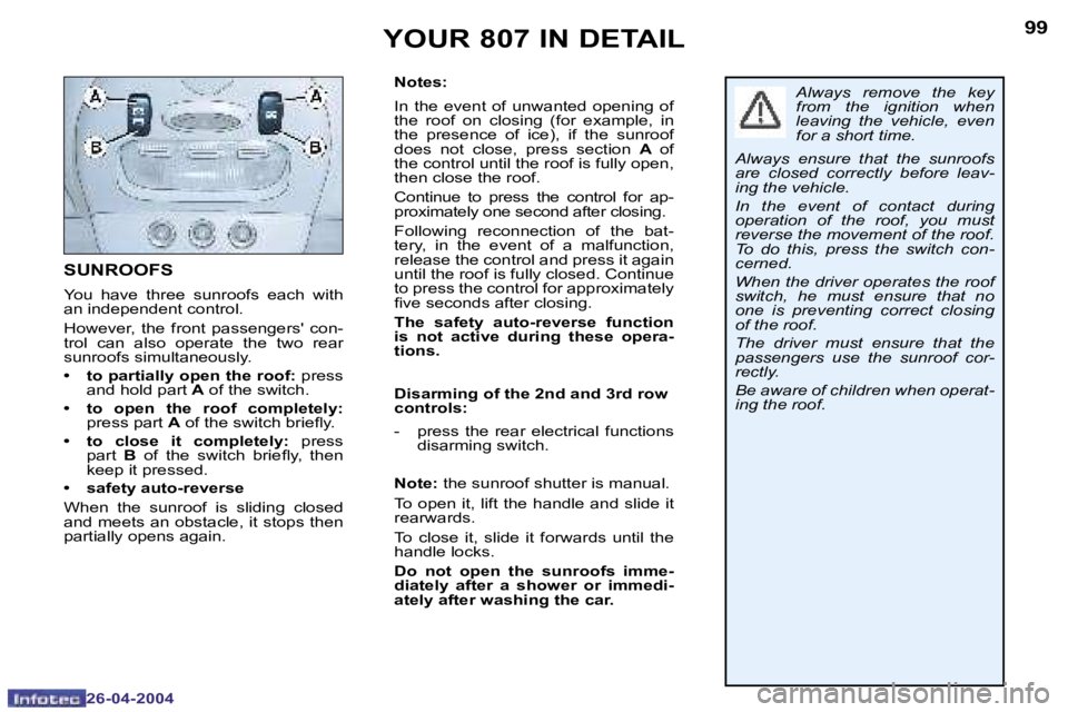 PEUGEOT 807 2004  Owners Manual �9�8
�2�6�-�0�4�-�2�0�0�4
�9�9
�2�6�-�0�4�-�2�0�0�4
�Y�O�U�R� �8�0�7� �I�N� �D�E�T�A�I�L
�S�U�N�R�O�O�F�S
�Y�o�u�  �h�a�v�e�  �t�h�r�e�e�  �s�u�n�r�o�o�f�s�  �e�a�c�h�  �w�i�t�h�  
�a�n� �i�n�d�e�p�e�