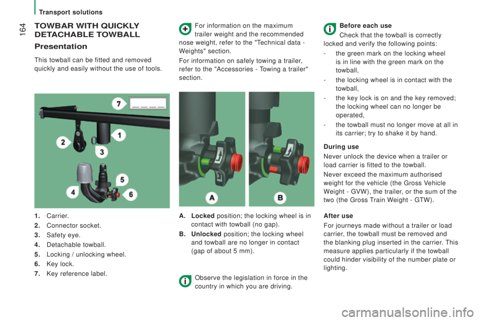 PEUGEOT BOXER 2015 Owners Manual 164
toWBAr WItH QuIcKLY
d
EtAcHABLE t
o
WBALL
Presentation
this towball can be fitted and removed
quickly and easily without the use of tools. For information on the maximum
trailer weight and th PEUGEOT BOXER 2015 Owners Manual 164
toWBAr WItH QuIcKLY
d
EtAcHABLE t
o
WBALL
Presentation
this towball can be fitted and removed
quickly and easily without the use of tools. For information on the maximum
trailer weight and th