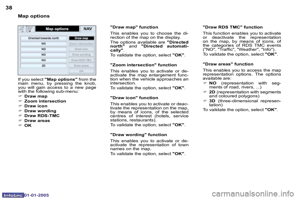 PEUGEOT BOXER DAG 2005 Workshop Manual �3�8�3�9
�0�2�-�0�8�-�2�0�0�4
�M�a�p� �o�p�t�i�o�n�s�I�f� �y�o�u� �s�e�l�e�c�t�  �"�M�a�p� �o�p�t�i�o�n�s�" � �f�r�o�m� �t�h�e� 
�m�a�i�n�  �m�e�n�u�,�  �b�y�  �p�r�e�s�s�i�n�g�  �t�h�e�  �k�n