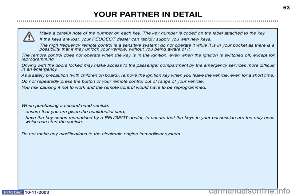 PEUGEOT PARTNER VU DAG 2003 Repair Manual 10-11-2003
YOUR PARTNER IN DETAIL63
*!
		



! 
!

	
		
		
! 
%	
!	&()" 
