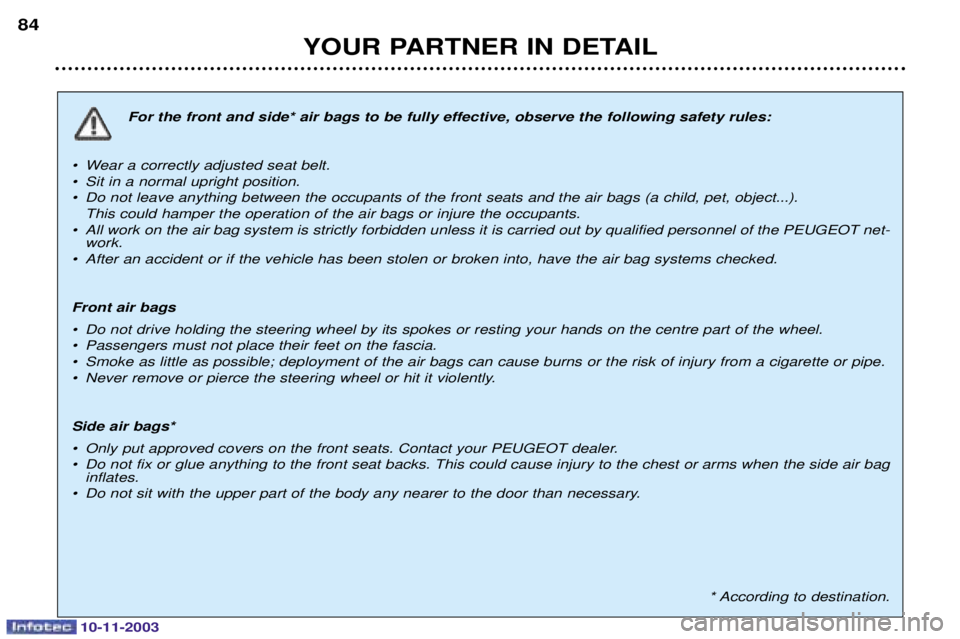 PEUGEOT PARTNER VU DAG 2003 Manual Online YOUR PARTNER IN DETAIL
84
	
	





	

 
	

	 
 



 