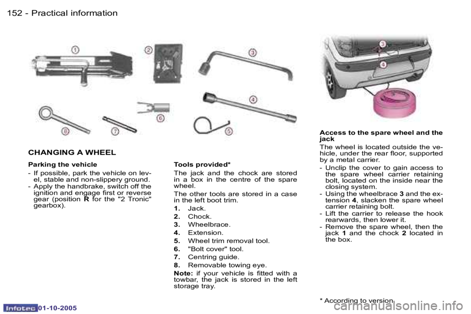 PEUGEOT 1007 2005.5  Owners Manual �1�5�2 �-�P�r�a�c�t�i�c�a�l� �i�n�f�o�r�m�a�t�i�o�n
�0�1�-�1�0�-�2�0�0�5
�1�5�3
�-
�0�1�-�1�0�-�2�0�0�5
�P�a�r�k�i�n�g� �t�h�e� �v�e�h�i�c�l�e 
�-�  �I�f� �p�o�s�s�i�b�l�e�,� �p�a�r�k� �t�h�e� �v�e�h�