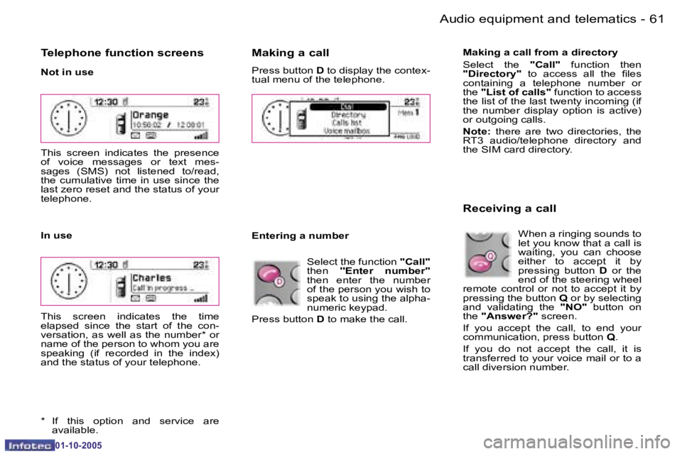 PEUGEOT 1007 2005.5 Workshop Manual �6�0 �-�A�u�d�i�o� �e�q�u�i�p�m�e�n�t� �a�n�d� �t�e�l�e�m�a�t�i�c�s
�0�1�-�1�0�-�2�0�0�5
�6�1
�-
�A�u�d�i�o� �e�q�u�i�p�m�e�n�t� �a�n�d� �t�e�l�e�m�a�t�i�c�s
�0�1�-�1�0�-�2�0�0�5
�T�e�l�e�p�h�o�n�e� �