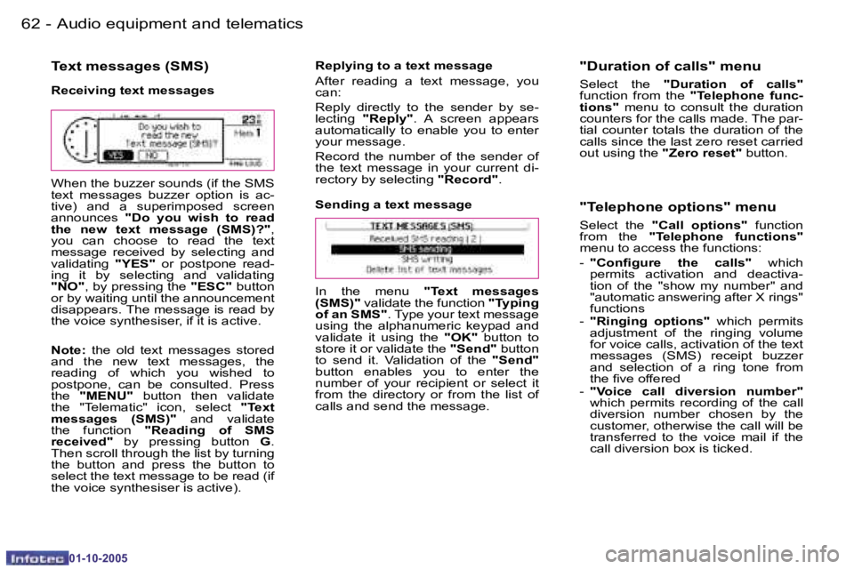 PEUGEOT 1007 2005.5 Repair Manual �6�2 �-�A�u�d�i�o� �e�q�u�i�p�m�e�n�t� �a�n�d� �t�e�l�e�m�a�t�i�c�s
�0�1�-�1�0�-�2�0�0�5
�6�3
�-�A�u�d�i�o� �e�q�u�i�p�m�e�n�t� �a�n�d� �t�e�l�e�m�a�t�i�c�s
�0�1�-�1�0�-�2�0�0�5
�T�e�x�t� �m�e�s�s�a�g