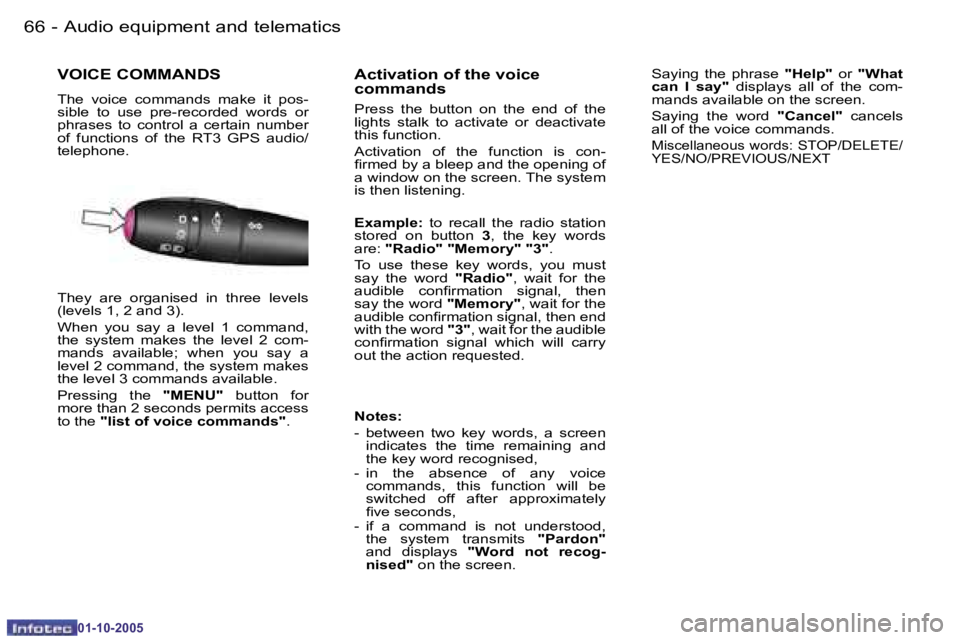 PEUGEOT 1007 2005.5 Repair Manual �6�6 �-�A�u�d�i�o� �e�q�u�i�p�m�e�n�t� �a�n�d� �t�e�l�e�m�a�t�i�c�s
�0�1�-�1�0�-�2�0�0�5
�6�7
�-�A�u�d�i�o� �e�q�u�i�p�m�e�n�t� �a�n�d� �t�e�l�e�m�a�t�i�c�s
�0�1�-�1�0�-�2�0�0�5
�V�O�I�C�E� �C�O�M�M�A