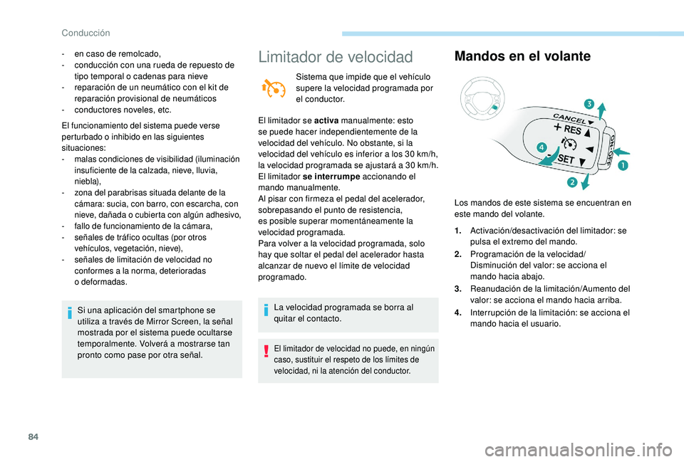 PEUGEOT 108 2018 Manual del propietario (in Spanish) 84
- en caso de remolcado,
- c onducción con una rueda de repuesto de
tipo temporal o
cadenas para nieve
-
r
eparación de un neumático con el kit de
reparación provisional de neumáticos
-
PEUGEOT 108 2018 Manual del propietario (in Spanish) 84
- en caso de remolcado,
- c onducción con una rueda de repuesto de
tipo temporal o
cadenas para nieve
-
r
eparación de un neumático con el kit de
reparación provisional de neumáticos
-