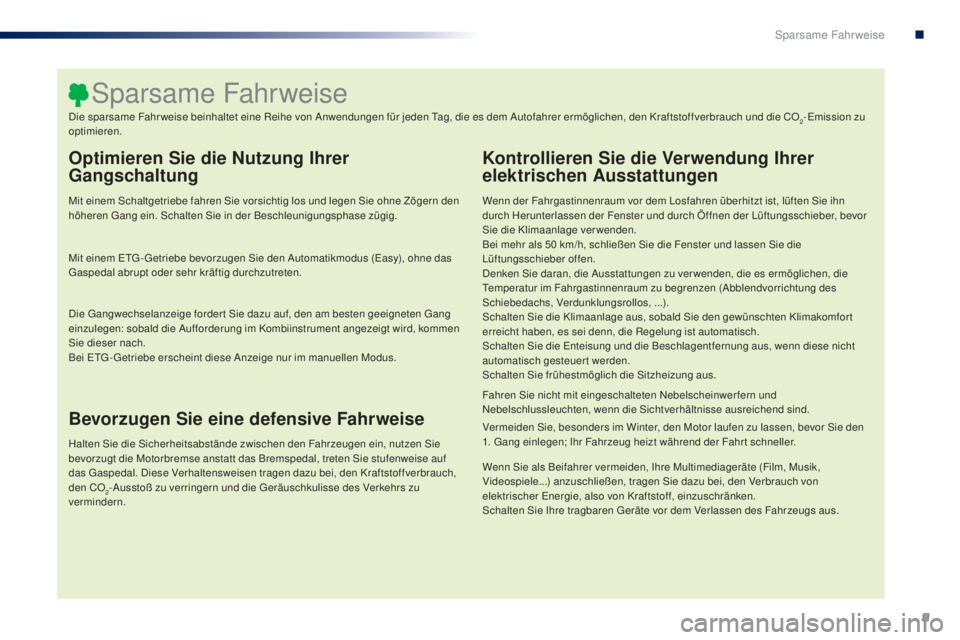 PEUGEOT 108 2016  Betriebsanleitungen (in German) 9
108_de_Chap00c_eco-conduite_ed01-2016
Optimieren Sie die Nutzung Ihrer 
Gangschaltung
Mit einem Schaltgetriebe fahren Sie vorsichtig los und legen Sie ohne Zögern den 
höheren Gang ein. Schalten S