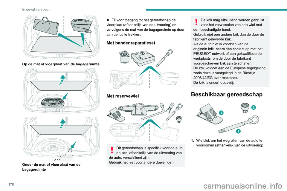 PEUGEOT 2008 2020  Instructieboekje (in Dutch) 178
In geval van pech
2.Dop voor het verwijderen van slotbouten (in 
het dashboardkastje) (afhankelijk van de 
uitvoering)
Hiermee kunnen met behulp van de 
wielsleutel de speciale slotbouten worden 
