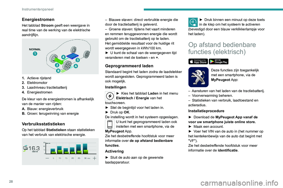 PEUGEOT 2008 2020  Instructieboekje (in Dutch) 28
Instrumentenpaneel
NetwerkbereikZorg ervoor dat uw auto zich bevindt 
in een gebied met dekking van een mobiel 
netwerk wanneer u op afstand bedienbare 
functies wilt gebruiken. 
Wanneer deze dekki