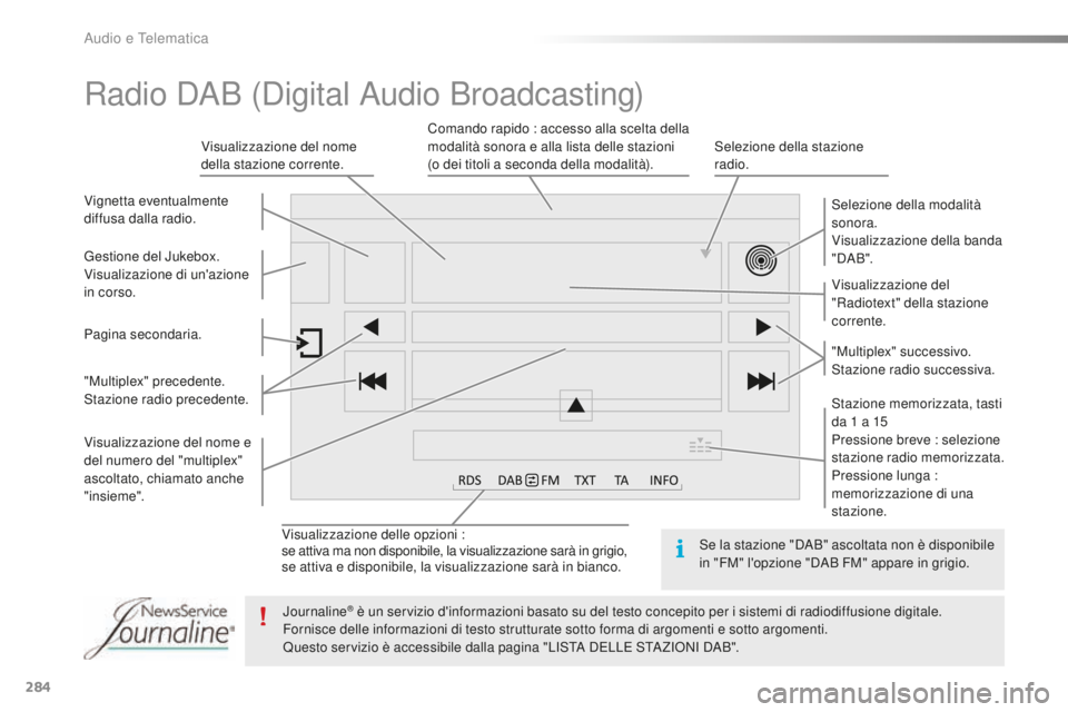 PEUGEOT 2008 2016 Manuale duso (in Italian) 284
2008_it_Chap12b_SMEGplus_ed01-2016
Visualizzazione delle opzioni :
se attiva ma non disponibile, la visualizzazione sarà in grigio,
se attiva e disponibile, la visualizzazione sarà in bianco.Vis PEUGEOT 2008 2016 Manuale duso (in Italian) 284
2008_it_Chap12b_SMEGplus_ed01-2016
Visualizzazione delle opzioni :
se attiva ma non disponibile, la visualizzazione sarà in grigio,
se attiva e disponibile, la visualizzazione sarà in bianco.Vis