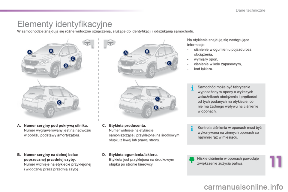 PEUGEOT 2008 2016 Instrukcja obsługi (in Polish) 11
7
Dane techniczne
2008-additif_pl_Chap11_caracteristiques-techniques_ed01-2016
E l e m e n t y i d e n t y fi k a c y j n e
A. Numer ser yjny pod pokr ywą silnika. PEUGEOT 2008 2016 Instrukcja obsługi (in Polish) 11
7
Dane techniczne
2008-additif_pl_Chap11_caracteristiques-techniques_ed01-2016
E l e m e n t y i d e n t y fi k a c y j n e
A. Numer ser yjny pod pokr ywą silnika.