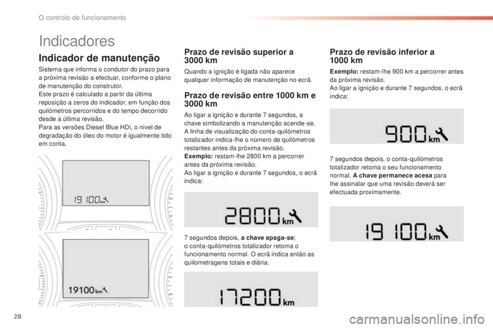 PEUGEOT 2008 2016 Manual de utilização (in Portuguese) 28
Indicador de manutençãoPrazo de revisão superior a
3000 km
Quando a ignição é ligada não aparece
qualquer informação de manutenção no ecrã.
Sistema que informa o condutor do prazo par PEUGEOT 2008 2016 Manual de utilização (in Portuguese) 28
Indicador de manutençãoPrazo de revisão superior a
3000 km
Quando a ignição é ligada não aparece
qualquer informação de manutenção no ecrã.
Sistema que informa o condutor do prazo par