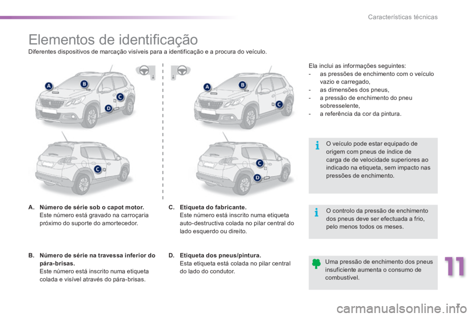 PEUGEOT 2008 2016 Manual de utilização (in Portuguese) 11
7
Características técnicas
2008-additif_pt_Chap11_caracteristiques-techniques_ed01-2016
E l e m e n t o s d e i d e n t i fi c a ç ã o
A. Número de série sob o cap PEUGEOT 2008 2016 Manual de utilização (in Portuguese) 11
7
Características técnicas
2008-additif_pt_Chap11_caracteristiques-techniques_ed01-2016
E l e m e n t o s d e i d e n t i fi c a ç ã o
A. Número de série sob o cap