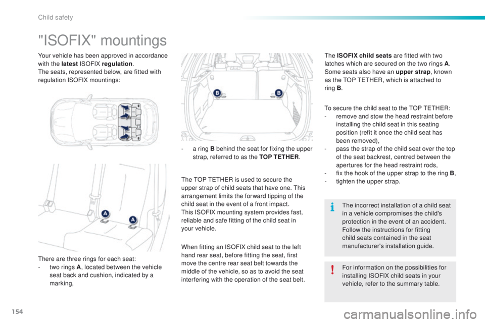 PEUGEOT 2008 2015 Owners Manual 154
2008_en_Chap08_securite-enfants_ed01-2015
Your vehicle has been approved in accordance
with the latest ISOFIX regulation .
The seats, represented below, are fitted with
regulation ISOFIX mountin PEUGEOT 2008 2015 Owners Manual 154
2008_en_Chap08_securite-enfants_ed01-2015
Your vehicle has been approved in accordance
with the latest ISOFIX regulation .
The seats, represented below, are fitted with
regulation ISOFIX mountin