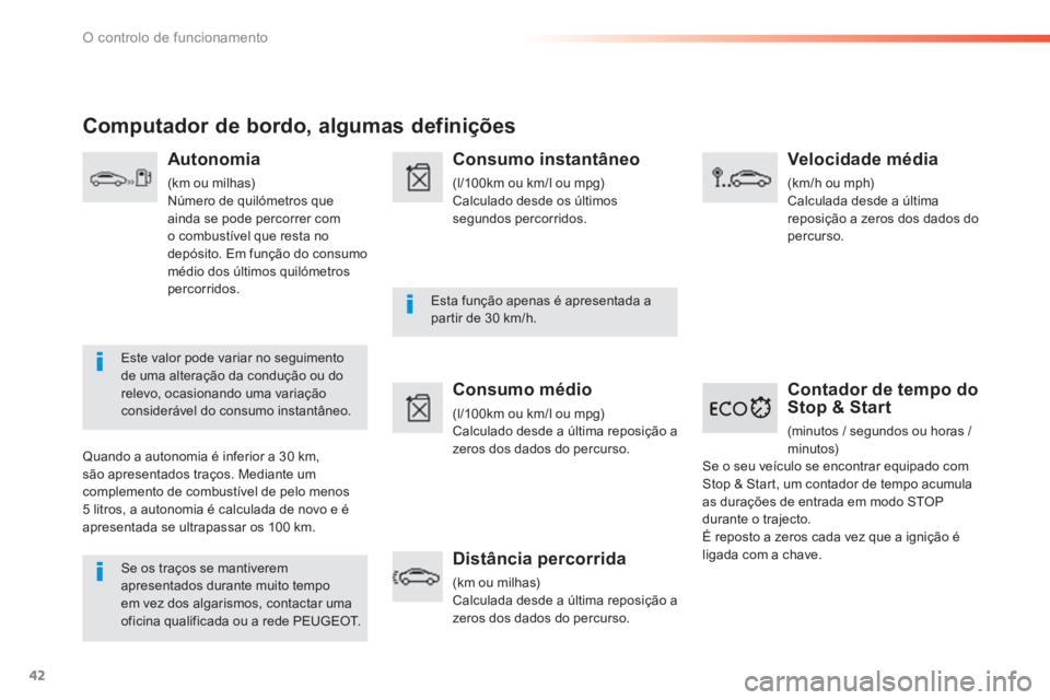 PEUGEOT 2008 2013  Manual de utilização (in Portuguese) 42
O controlo de funcionamento
Contador de tempo do 
Stop & Start
 (minutos / segundos ou horas / 
minutos)
   Se os traços se mantiverem apresentados durante muito tempo em vez dos algarismos, conta