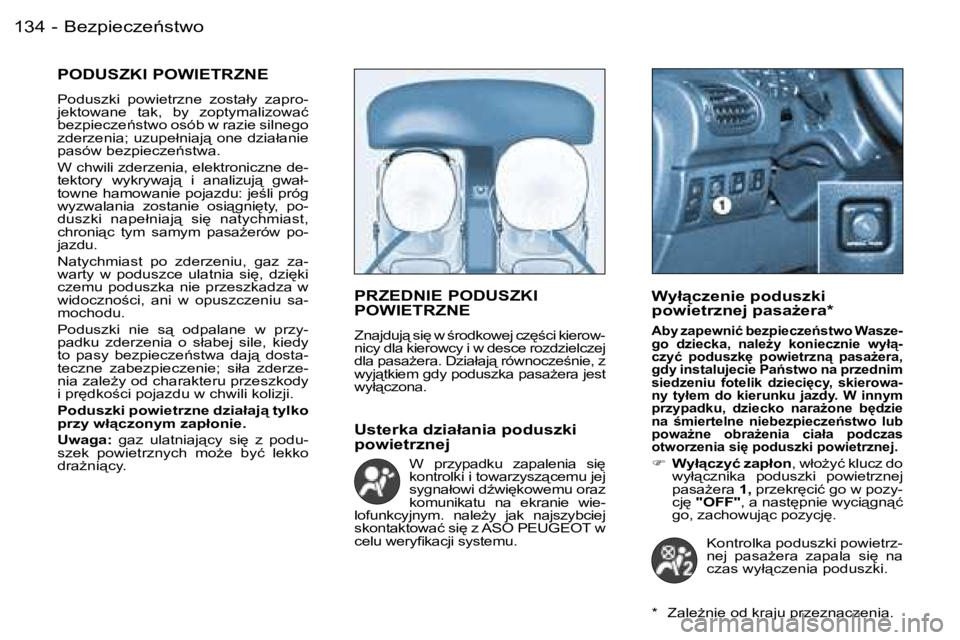 PEUGEOT 206 2006  Instrukcja obsługi (in Polish) �B�e�z�p�i�e�c�z�e1�s�t�w�o�1�3�4 �-
�P�O�D�U�S�Z�K�I� �P�O�W�I�E�T�R�Z�N�E
�P�o�d�u�s�z�k�i�  �p�o�w�i�e�t�r�z�n�e�  �z�o�s�t�a�ł�y�  �z�a�p�r�o�- 
�j�e�k�t�o�w�a�n�e�  �t�a�k�,�  �b�y�  �z�o�p�t�y