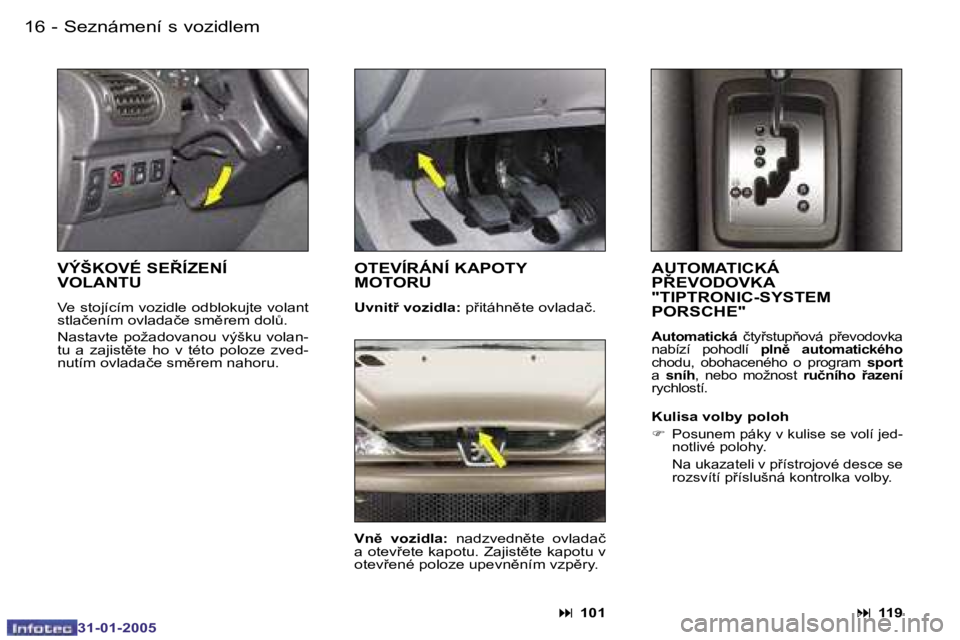 PEUGEOT 206 2004.5  Návod na použití (in Czech) �1�6 �-
�3�1�-�0�1�-�2�0�0�5
�A�U�T�O�M�A�T�I�C�K�Á�  
�P8�E�V�O�D�O�V�K�A� 
�"�T�I�P�T�R�O�N�I�C�-�S�Y�S�T�E�M� 
�P�O�R�S�C�H�E�"
�A�u�t�o�m�a�t�i�c�k�á�  �č�t�y9�s�t�u�p3�o�v�á�  �p9
